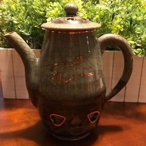 Vintage Somayaki Japanese Somaware Heart cut out Tea Pot